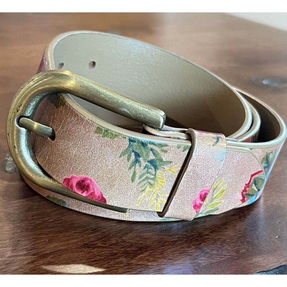 Patricia Nash Vietri Floral Leather Brown Belt Size Large - Picture 12 of 12